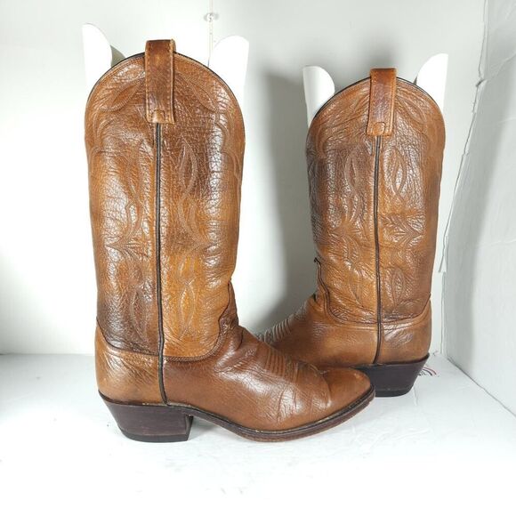 Dan Post Men\'s US 8,5D Leather Brown PullOn Cowboy Western Boots main image 8